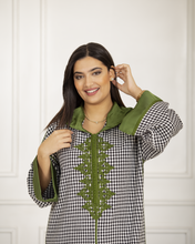 Charger l'image dans la galerie, New - Jellaba hivernale en Pied de poule ornée en Façon Maâlem